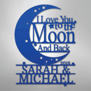 Custom Metal Wall Art - Personalized Moon and Back Monogram Sign