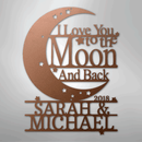 Custom Metal Wall Art - Personalized Moon and Back Monogram Sign