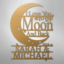 Custom Metal Wall Art - Personalized Moon and Back Monogram Sign
