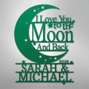 Custom Metal Wall Art - Personalized Moon and Back Monogram Sign