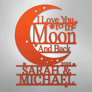 Custom Metal Wall Art - Personalized Moon and Back Monogram Sign