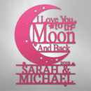Custom Metal Wall Art - Personalized Moon and Back Monogram Sign