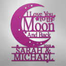 Custom Metal Wall Art - Personalized Moon and Back Monogram Sign