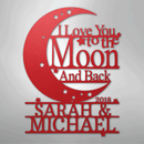 Custom Metal Wall Art - Personalized Moon and Back Monogram Sign