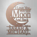 Custom Metal Wall Art - Personalized Moon and Back Monogram Sign