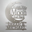 Custom Metal Wall Art - Personalized Moon and Back Monogram Sign