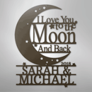 Custom Metal Wall Art - Personalized Moon and Back Monogram Sign