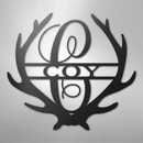 Custom Metal Wall Art - Personalized Deer Antler Monogram Sign