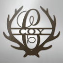 Custom Metal Wall Art - Personalized Deer Antler Monogram Sign