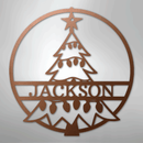 Custom Metal Wall Art - Personalized Christmas Tree Monogram Sign