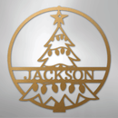 Custom Metal Wall Art - Personalized Christmas Tree Monogram Sign