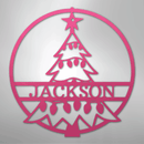 Custom Metal Wall Art - Personalized Christmas Tree Monogram Sign