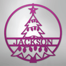 Custom Metal Wall Art - Personalized Christmas Tree Monogram Sign