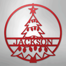 Custom Metal Wall Art - Personalized Christmas Tree Monogram Sign