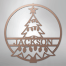 Custom Metal Wall Art - Personalized Christmas Tree Monogram Sign