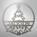 Custom Metal Wall Art - Personalized Christmas Tree Monogram Sign