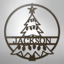 Custom Metal Wall Art - Personalized Christmas Tree Monogram Sign