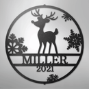 Custom Metal Wall Art - Personalized Reindeer Monogram Sign