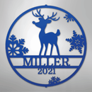 Custom Metal Wall Art - Personalized Reindeer Monogram Sign