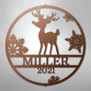 Custom Metal Wall Art - Personalized Reindeer Monogram Sign