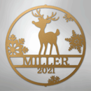 Custom Metal Wall Art - Personalized Reindeer Monogram Sign