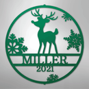 Custom Metal Wall Art - Personalized Reindeer Monogram Sign