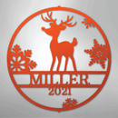 Custom Metal Wall Art - Personalized Reindeer Monogram Sign