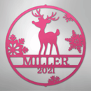 Custom Metal Wall Art - Personalized Reindeer Monogram Sign