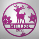 Custom Metal Wall Art - Personalized Reindeer Monogram Sign