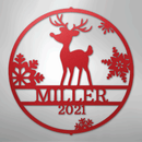 Custom Metal Wall Art - Personalized Reindeer Monogram Sign