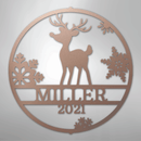 Custom Metal Wall Art - Personalized Reindeer Monogram Sign