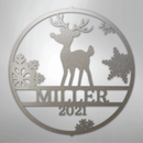 Custom Metal Wall Art - Personalized Reindeer Monogram Sign