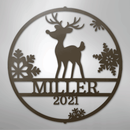 Custom Metal Wall Art - Personalized Reindeer Monogram Sign