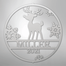 Custom Metal Wall Art - Personalized Reindeer Monogram Sign