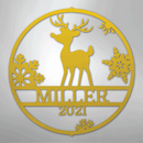 Custom Metal Wall Art - Personalized Reindeer Monogram Sign
