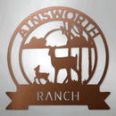 Custom Metal Wall Art - Personalized Sunset Deer Ranch Monogram Sign