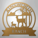 Custom Metal Wall Art - Personalized Sunset Deer Ranch Monogram Sign