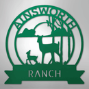 Custom Metal Wall Art - Personalized Sunset Deer Ranch Monogram Sign