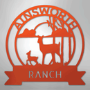 Custom Metal Wall Art - Personalized Sunset Deer Ranch Monogram Sign