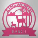 Custom Metal Wall Art - Personalized Sunset Deer Ranch Monogram Sign