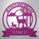 Custom Metal Wall Art - Personalized Sunset Deer Ranch Monogram Sign
