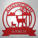 Custom Metal Wall Art - Personalized Sunset Deer Ranch Monogram Sign