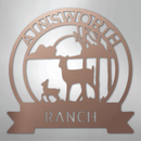 Custom Metal Wall Art - Personalized Sunset Deer Ranch Monogram Sign