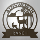 Custom Metal Wall Art - Personalized Sunset Deer Ranch Monogram Sign