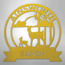 Custom Metal Wall Art - Personalized Sunset Deer Ranch Monogram Sign