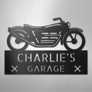 Custom Metal Wall Art - Personalized Biker Garage Name Plaque