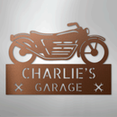 Custom Metal Wall Art - Personalized Biker Garage Name Plaque