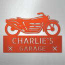 Custom Metal Wall Art - Personalized Biker Garage Name Plaque