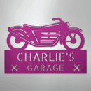 Custom Metal Wall Art - Personalized Biker Garage Name Plaque