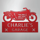 Custom Metal Wall Art - Personalized Biker Garage Name Plaque